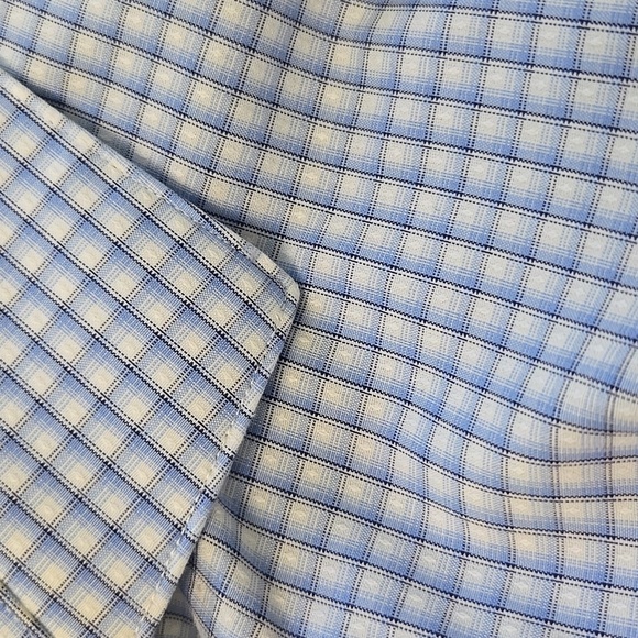 Kenneth Cole Awearness Non-iron Slim Fit 18 1/2 34/35 Blue Checkered - Picture 6 of 6